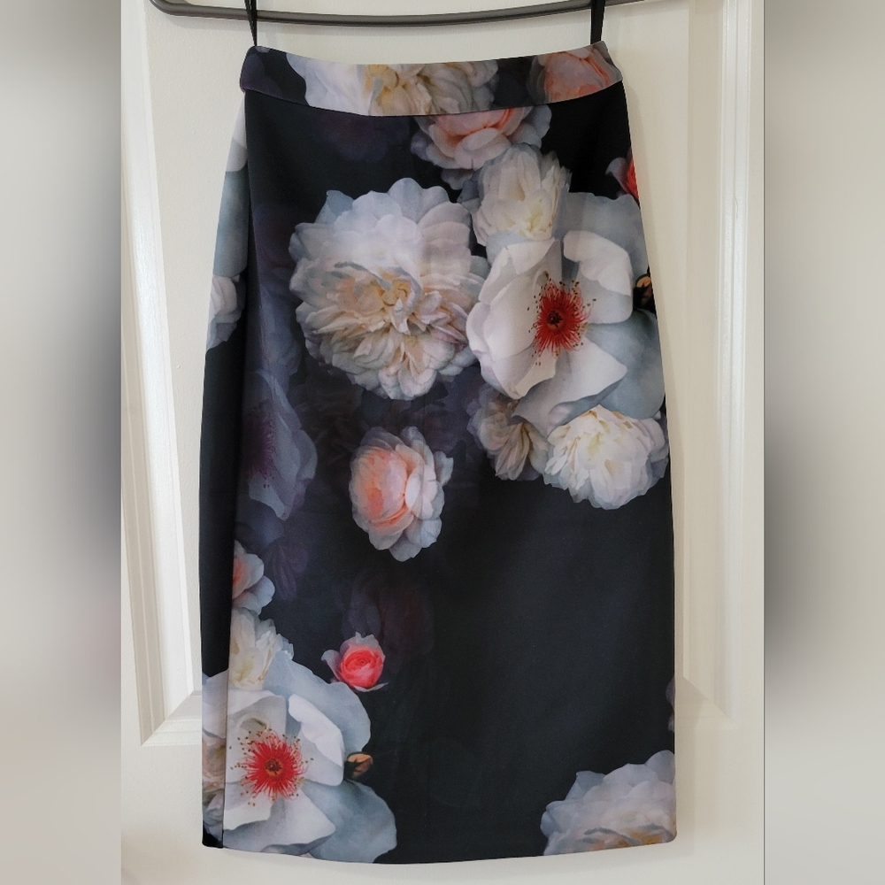 Ted Baker Black Floral Pencil Skirt